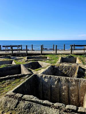Tanques romanos e r&eacute;plicas da Praia de Angeiras